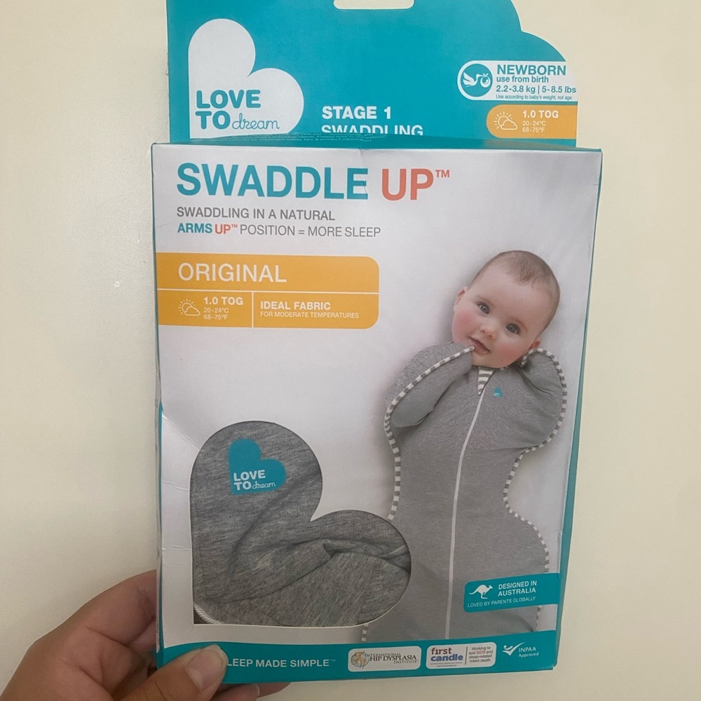 Love to Dream Teal and White Swaddle